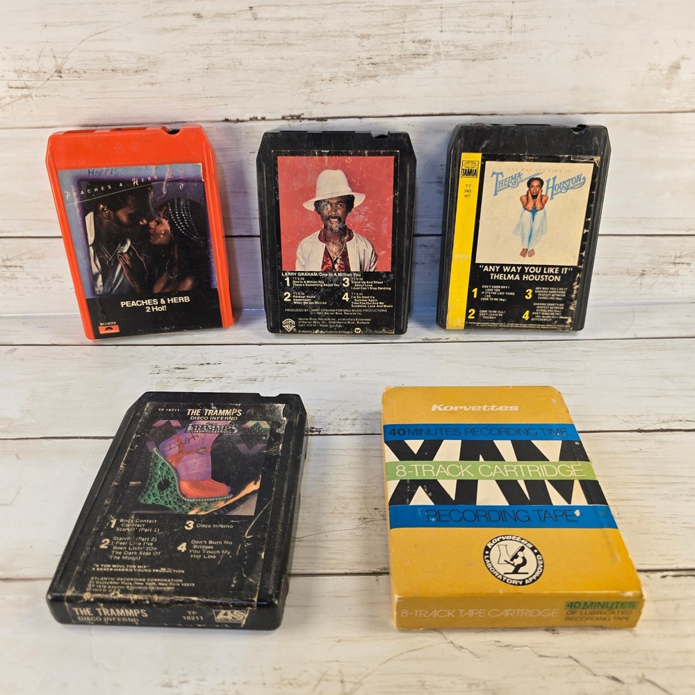 Vintage 8-Track Tape‎ Lot Disco Soul R&B Trammps Peaches & Herb Thelma Houston